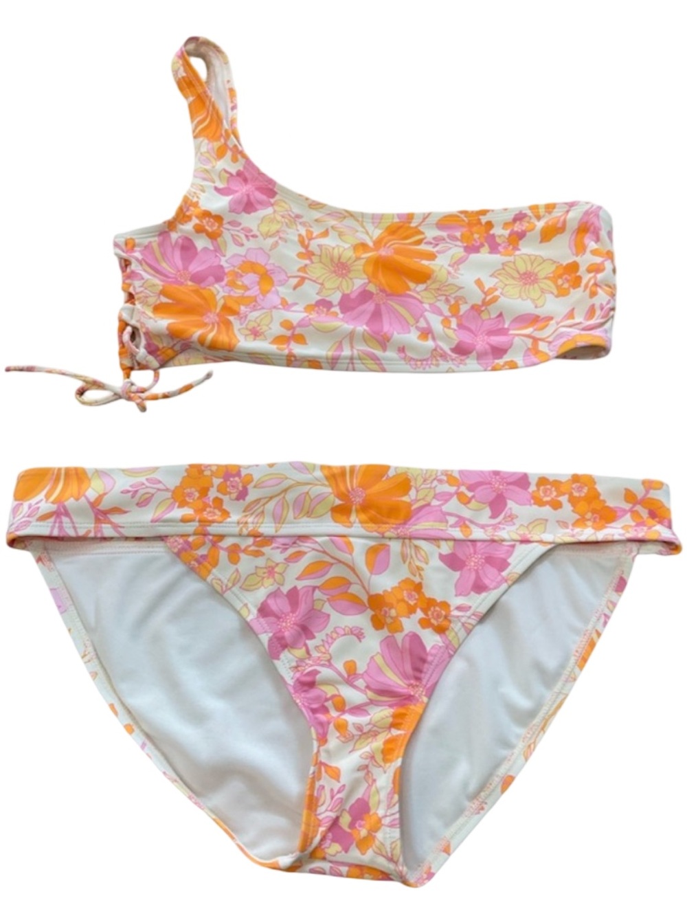 Ninety Nine Floral Bikini Set NWOT Top L Bottom XL Pink Orange White - Picture 4 of 9